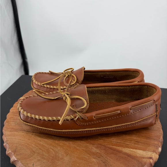 Minnetonka Driving Moccasin Mens 8.5 Chestnut Lariat Cowhide Double Bottom 946